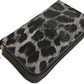 Leopard Double Zip Around Wallet with Wristlet Strap