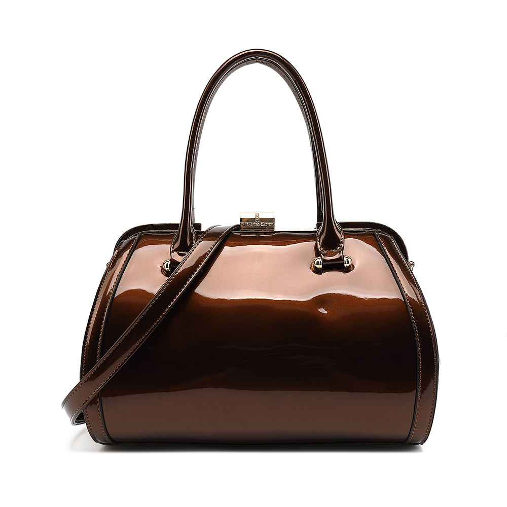 Patent Leather Double Handle Frame Satchel 1691R