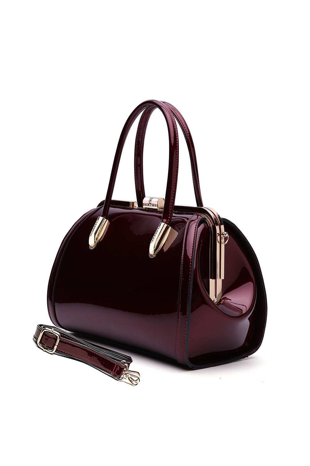Patent Leather Double Handle Frame Satchel 1691R
