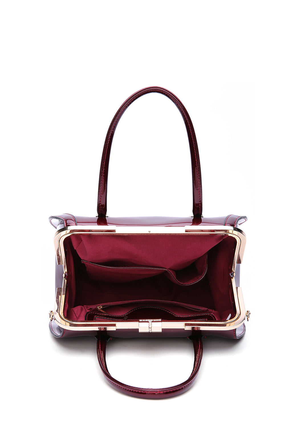 Patent Leather Double Handle Frame Satchel 1691R