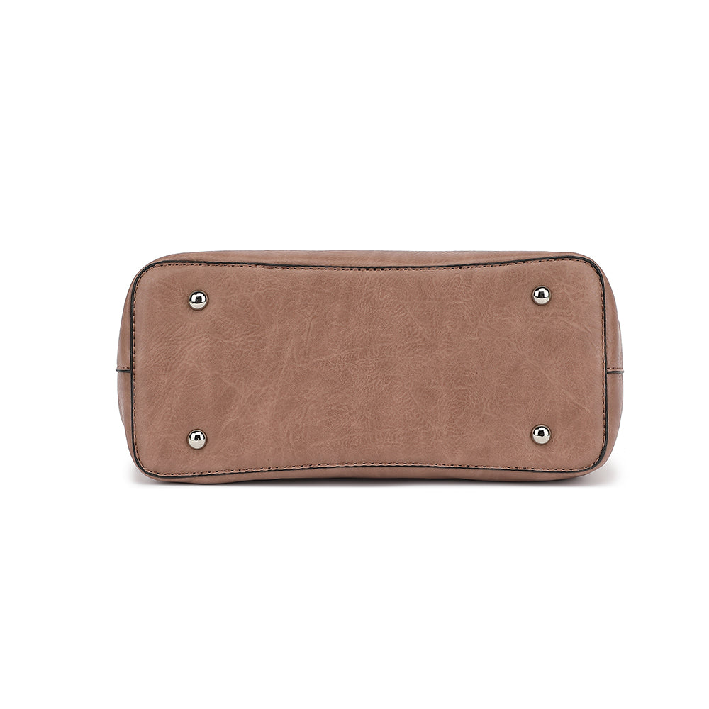 Belted Triple Compartment Satchel with Detachable Crossbody Strap 1894L