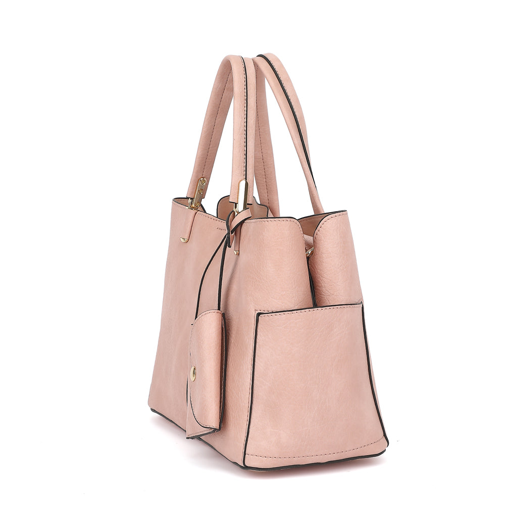 Triple Compartment Satchel with Crossbody Strap 1894N