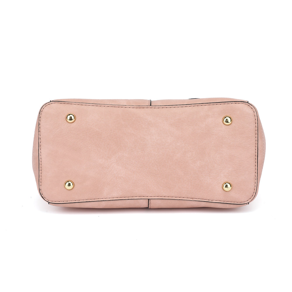 Triple Compartment Satchel with Crossbody Strap 1894N