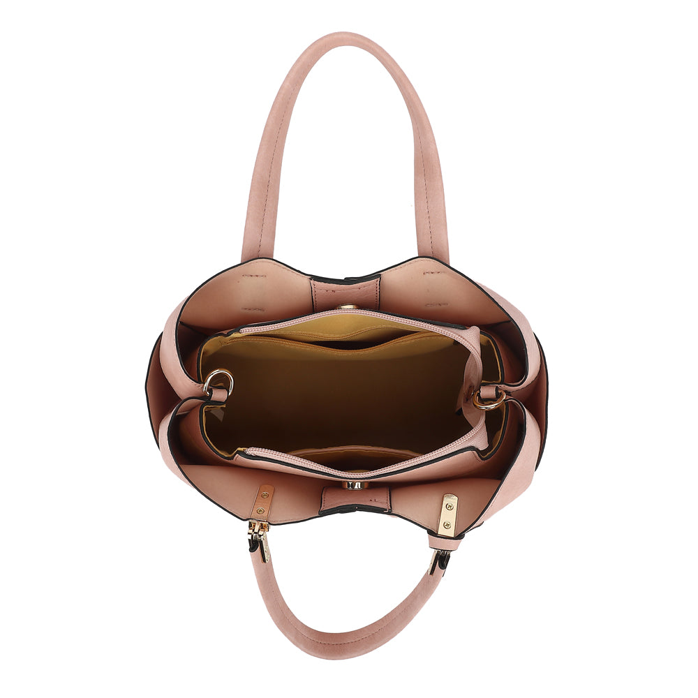 Triple Compartment Satchel with Crossbody Strap 1894N