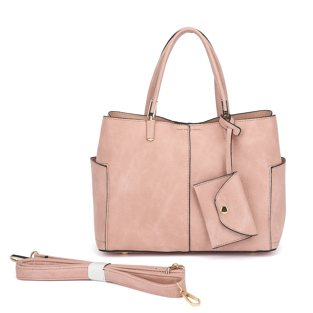 Triple Compartment Satchel with Crossbody Strap 1894N