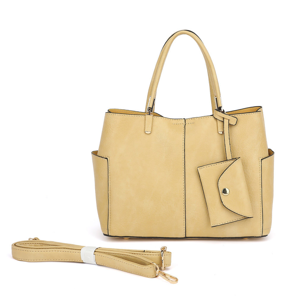 Triple Compartment Satchel with Crossbody Strap 1894N
