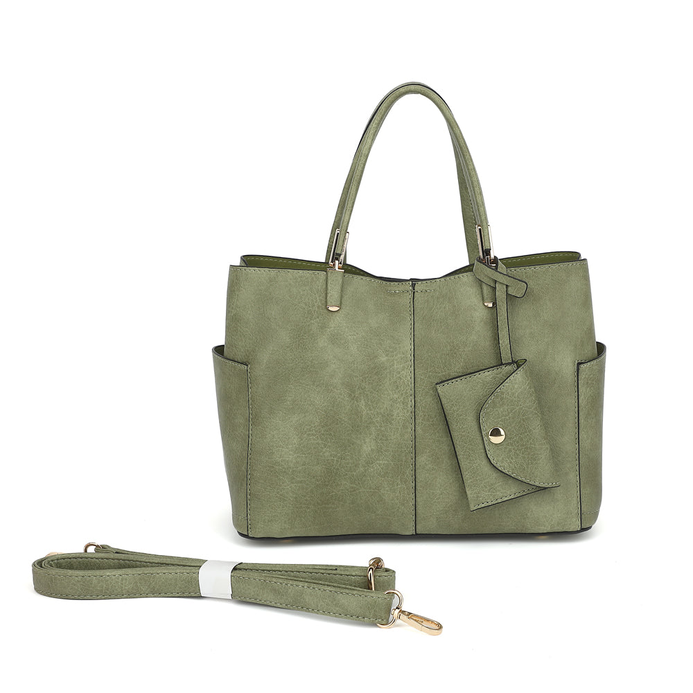 Triple Compartment Satchel with Crossbody Strap 1894N