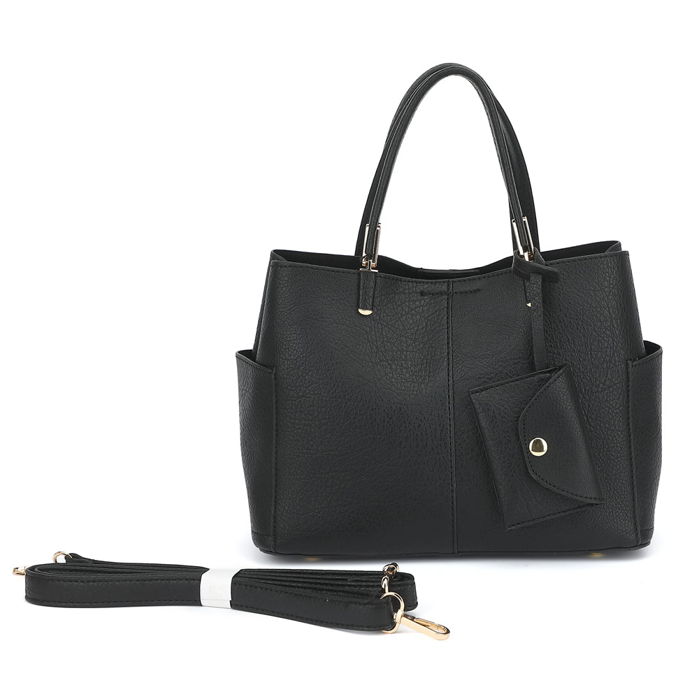 Triple Compartment Satchel with Crossbody Strap 1894N