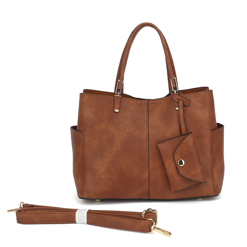 Triple Compartment Satchel with Crossbody Strap 1894N