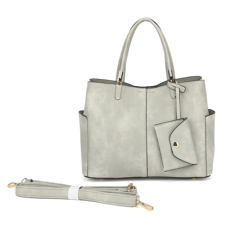 Triple Compartment Satchel with Crossbody Strap 1894N
