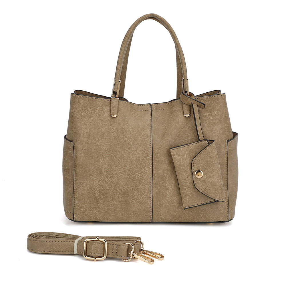 Triple Compartment Satchel with Crossbody Strap 1894N