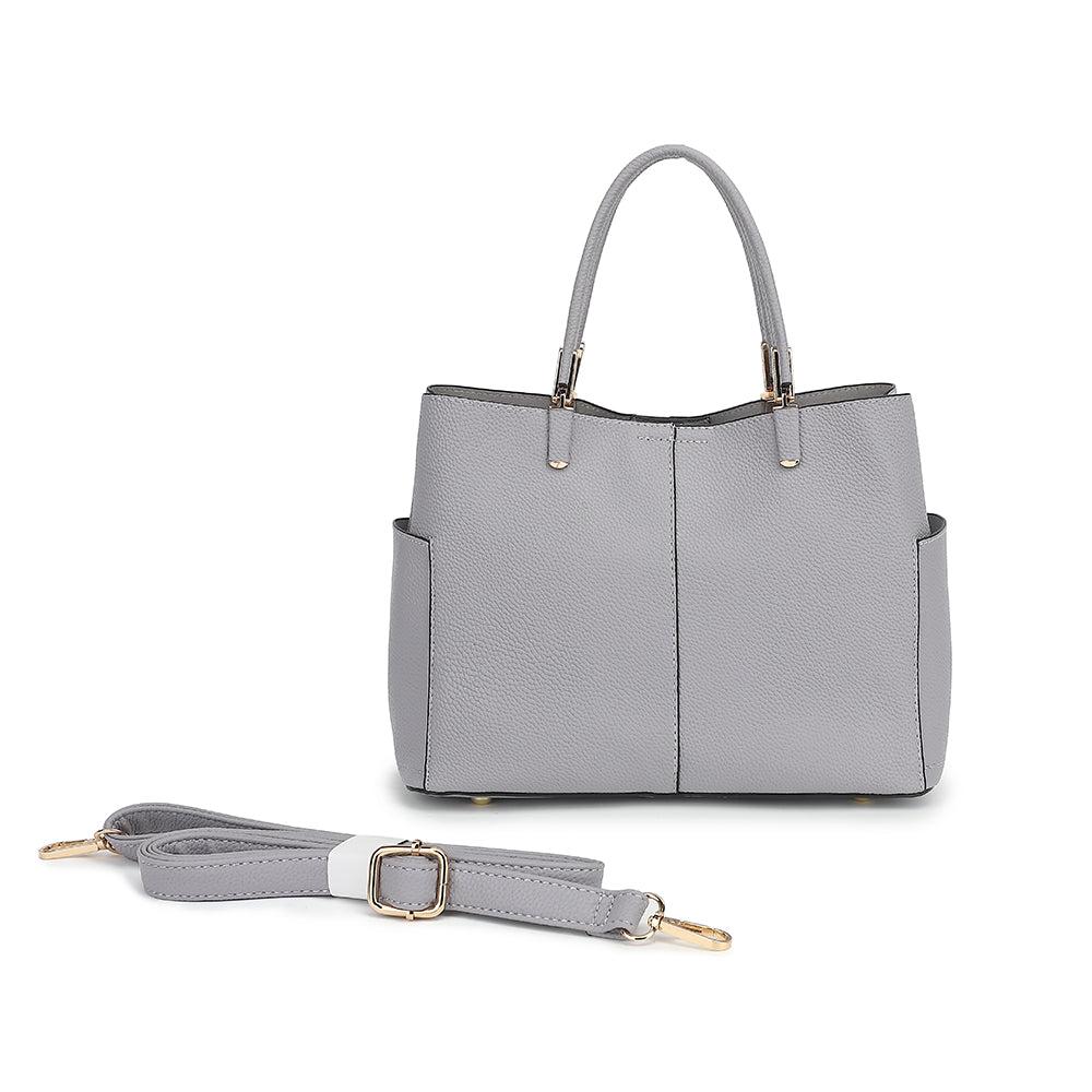 Triple Compartment Satchel with Crossbody Strap