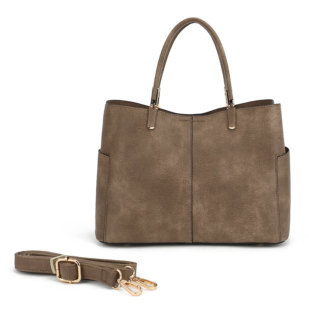Triple Compartment Satchel with Crossbody Strap 1894