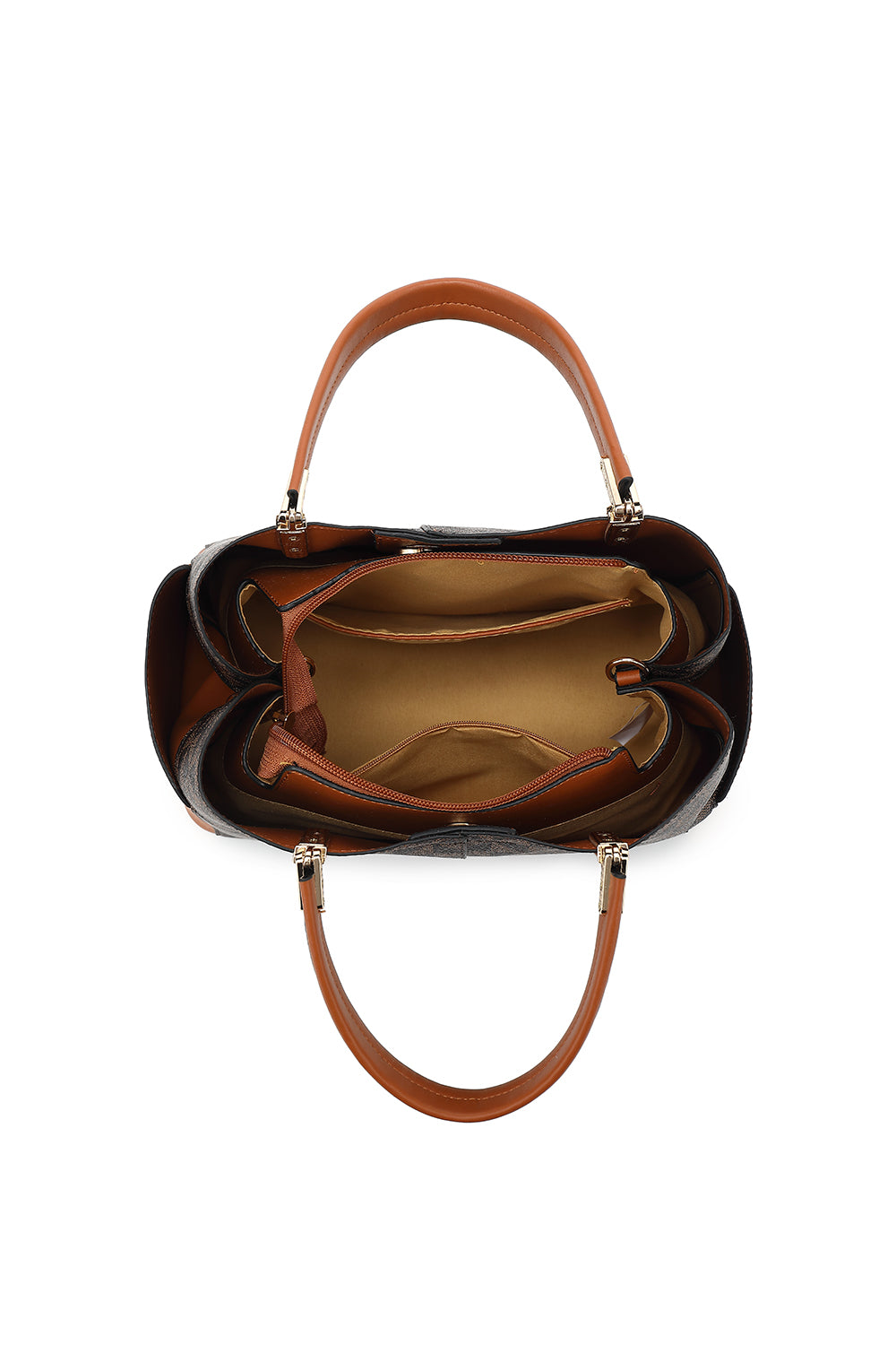 Triple Compartment Satchel with Crossbody Strap 1894