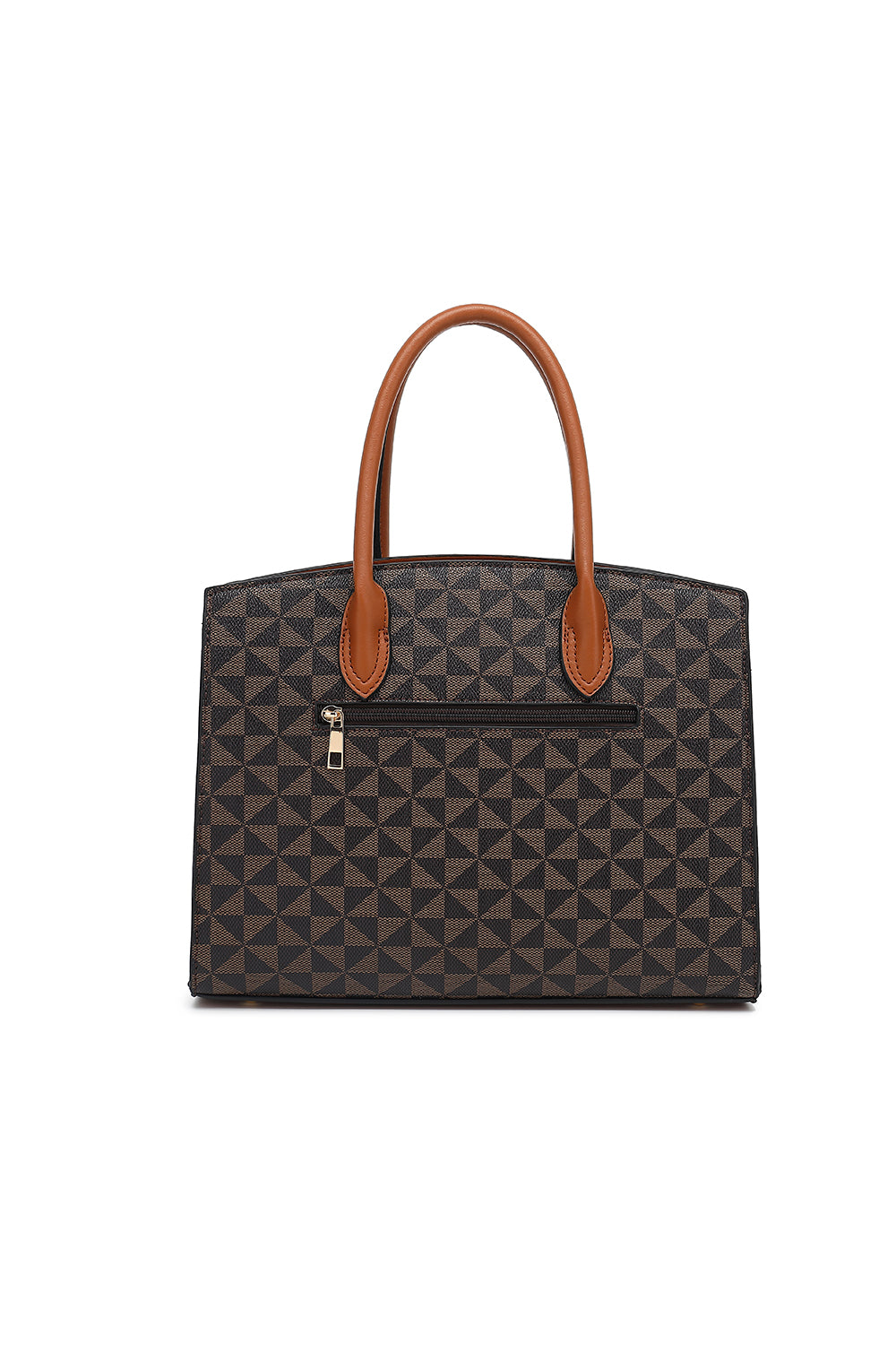 Geometry Double Handle Satchel with Lock Hardware