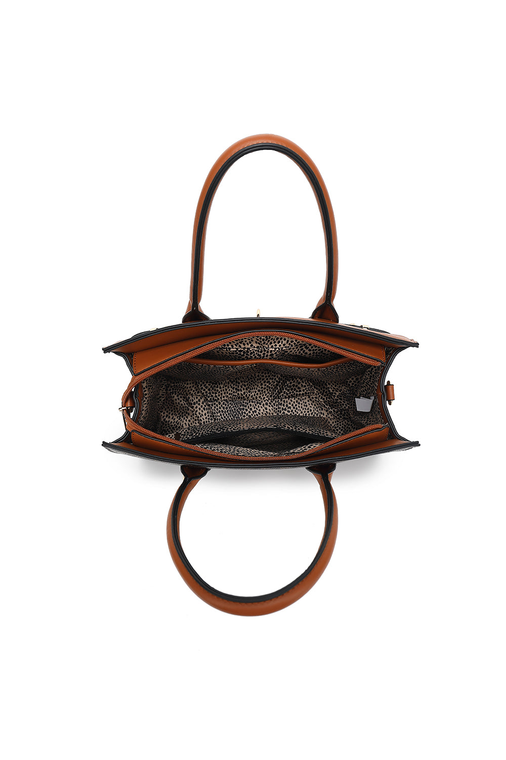 Geometry Double Handle Satchel with Lock Hardware