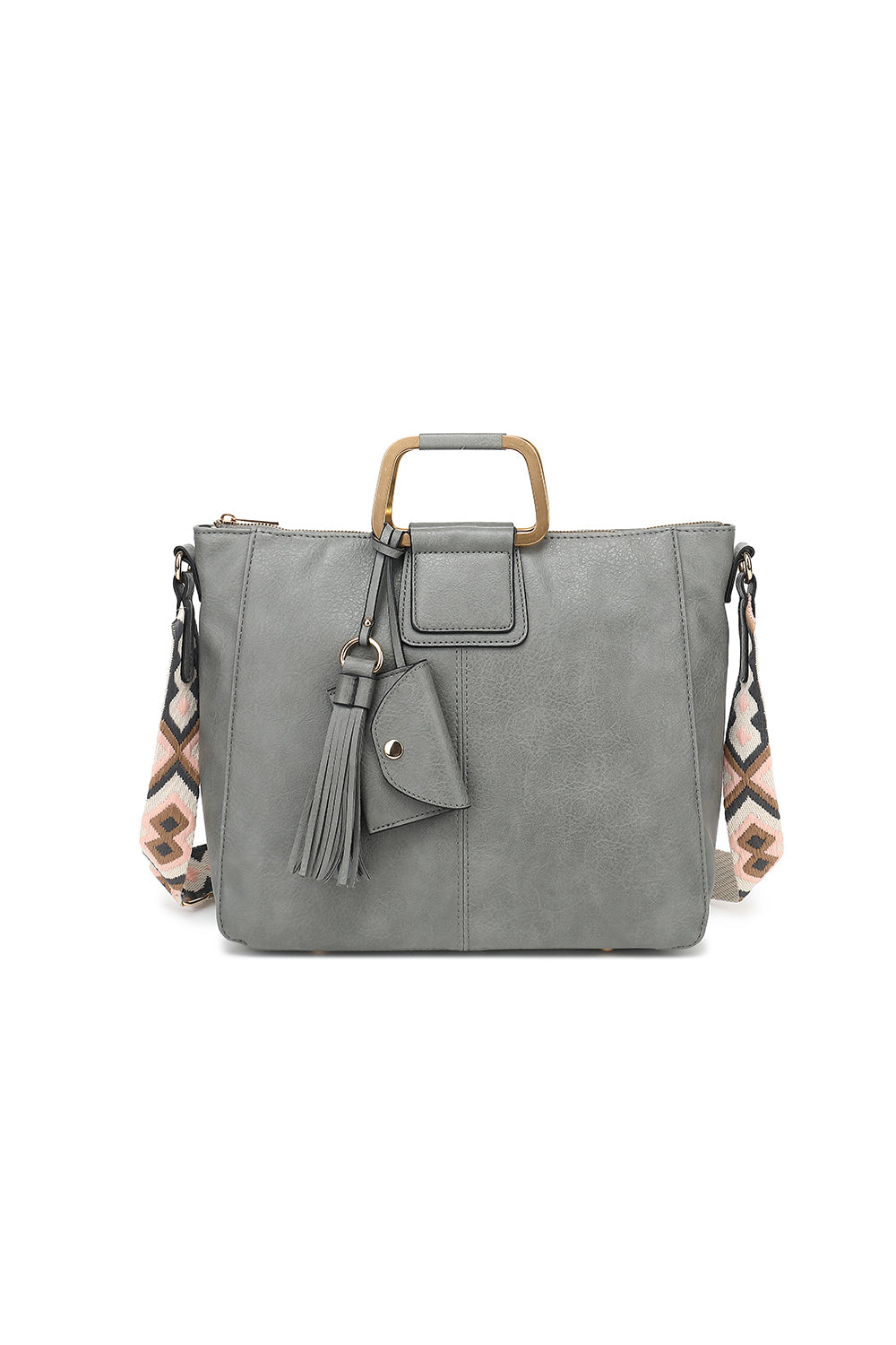 RING HANDLE SATCHEL WITH GUITAR STRAP