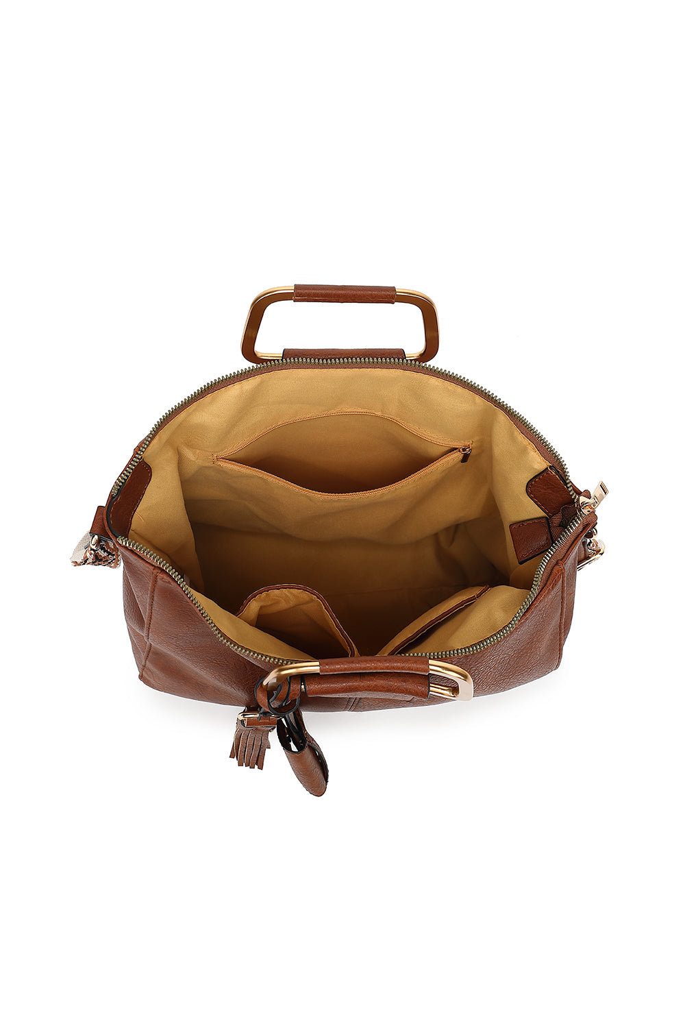 RING HANDLE SATCHEL WITH GUITAR STRAP