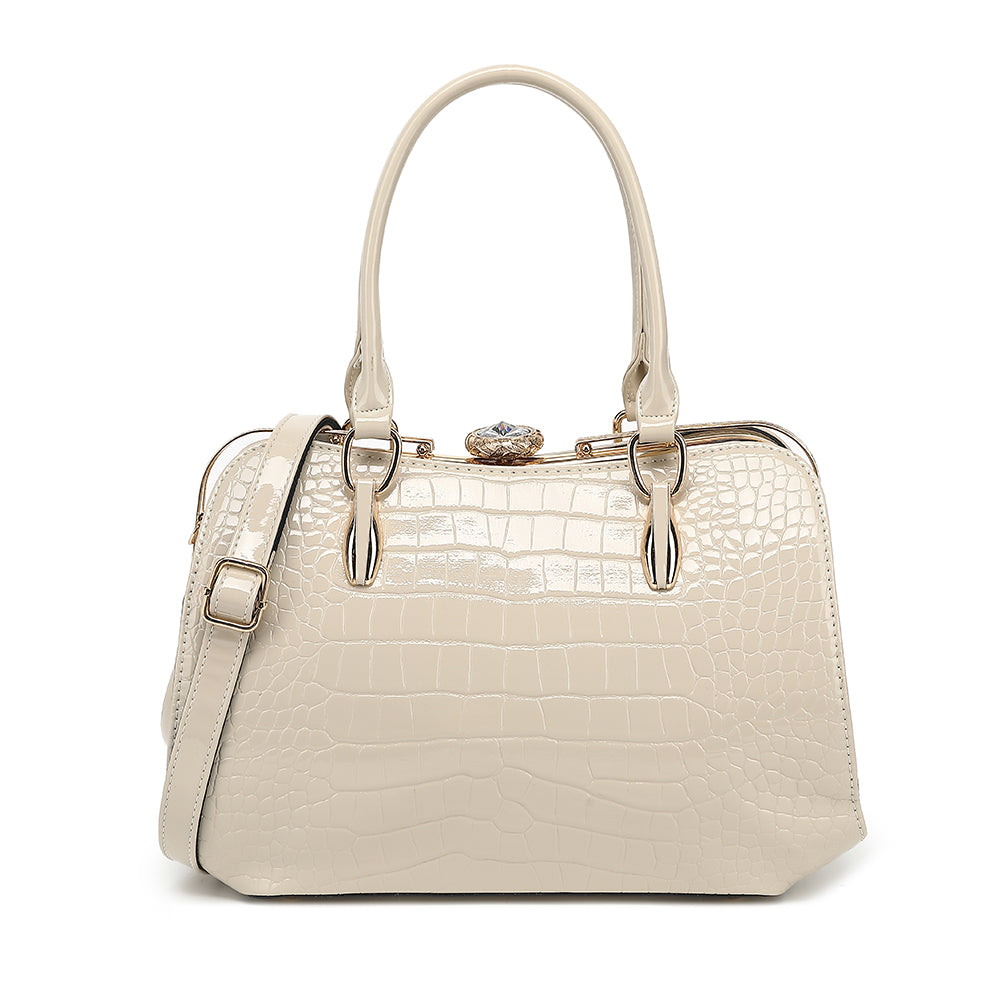 Croco Patent Leather Frame Satchel 2315