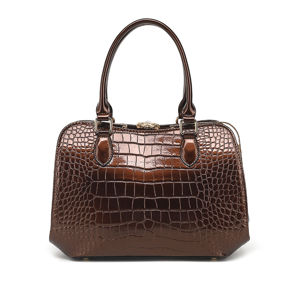 Croco Patent Leather Frame Satchel 2315