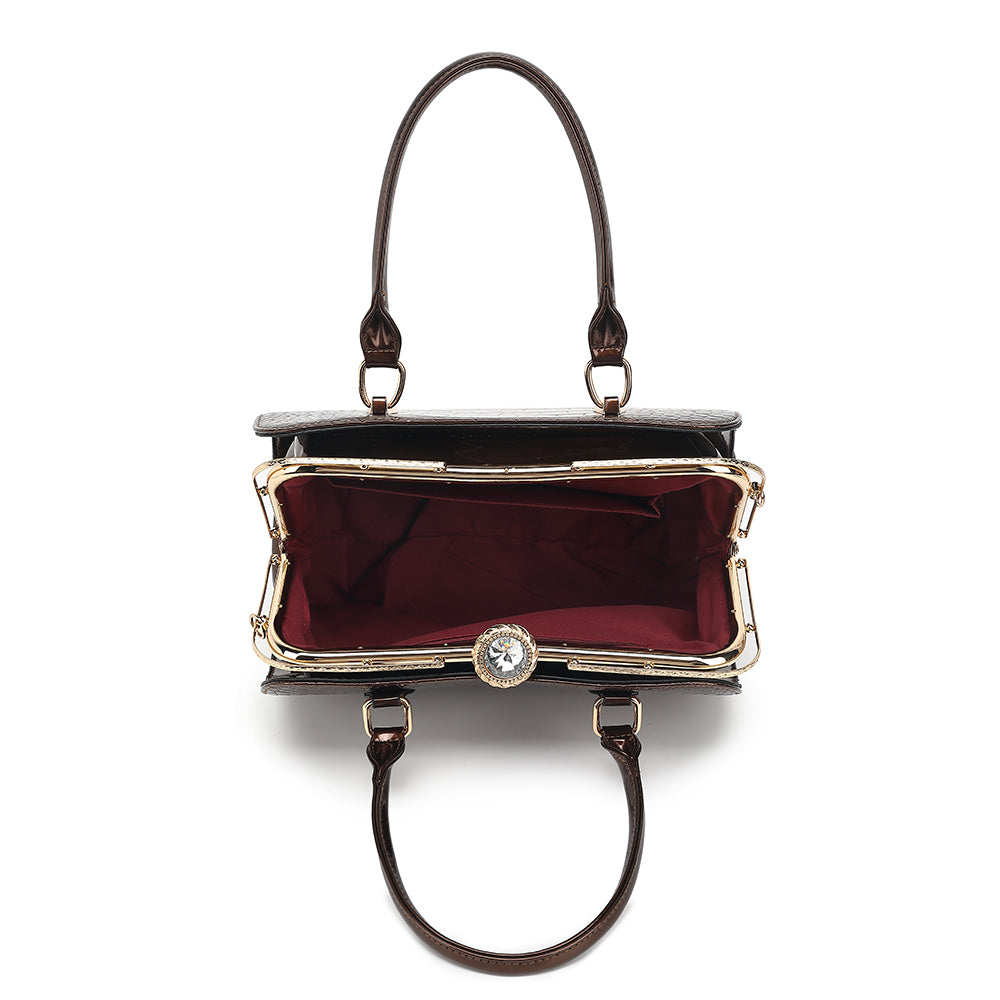 Croco Patent Leather Frame Satchel 2315