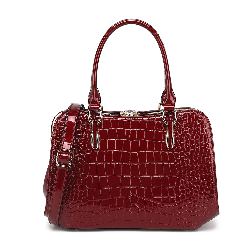 Croco Patent Leather Frame Satchel 2315