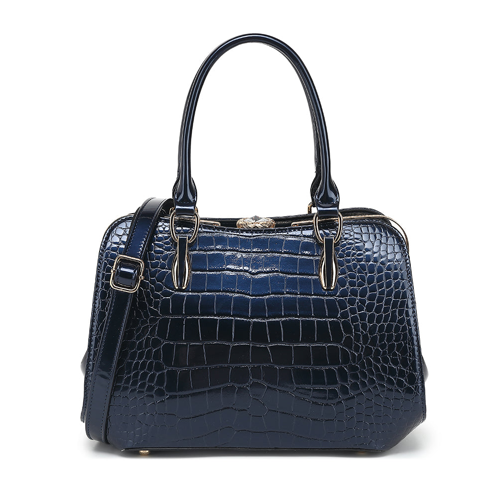 Croco Patent Leather Frame Satchel 2315