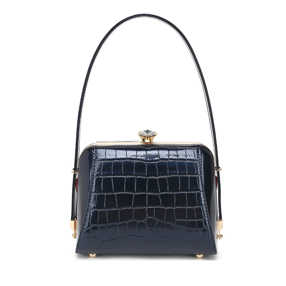 Small Croco Patent Leather Frame Satchel 2328