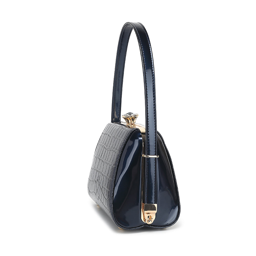 Small Croco Patent Leather Frame Satchel 2328