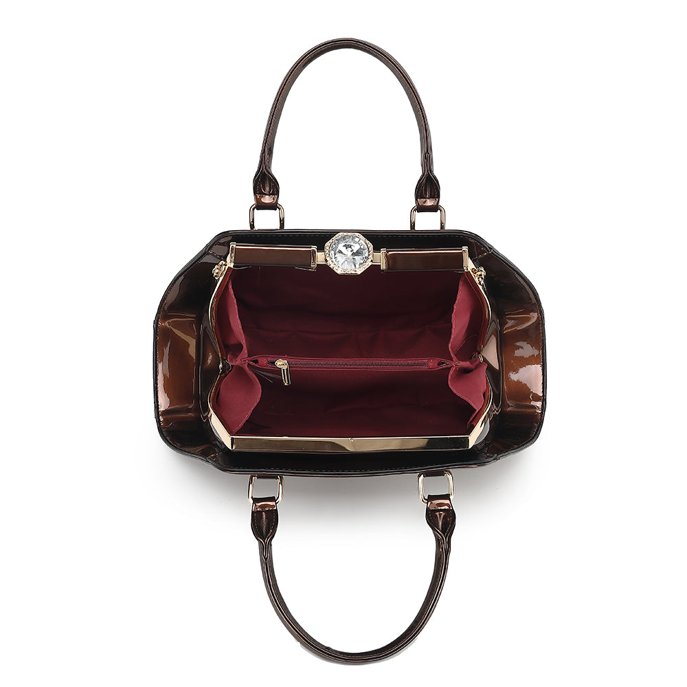 Patent Leather Frame Satchel 2351