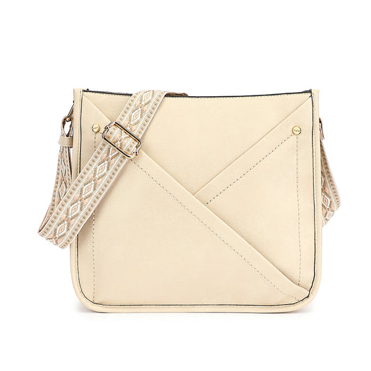 Crossbody Hobo with Guitar Strap and  Front Zip Pocket