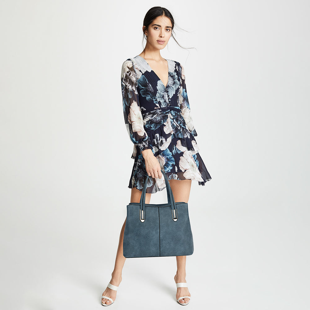 MULTI COMPARTMENT SATCHEL WITH DETACHABLE SHOULDER STRAP 23654A