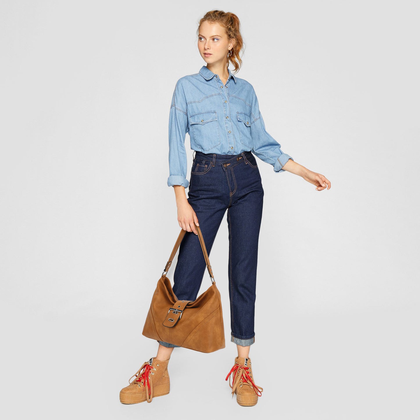 SLOUCHY HOBO WITH BUCKLE TAB OVER 24809