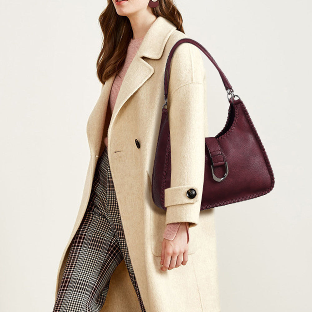 DOUBLE HANDLE SATCHEL WITH WHIPSTITCH DETAIL AND CHARM 24925