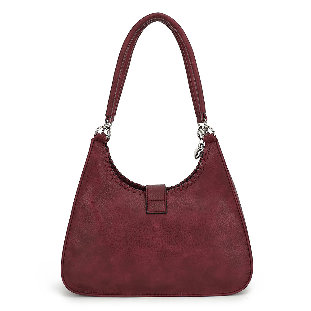 DOUBLE HANDLE SATCHEL WITH WHIPSTITCH DETAIL AND CHARM 24925
