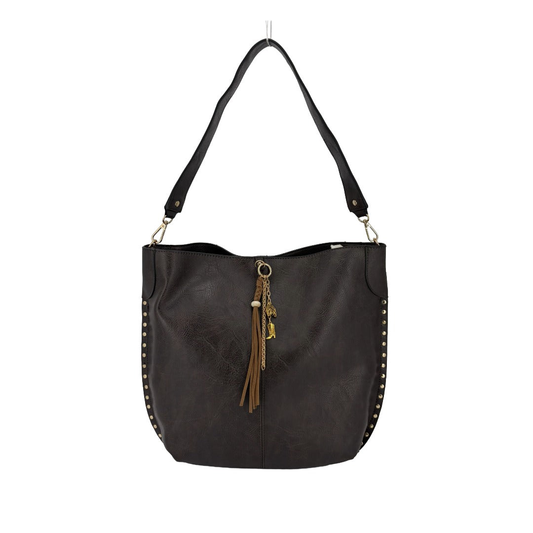 Studded hobo with charm