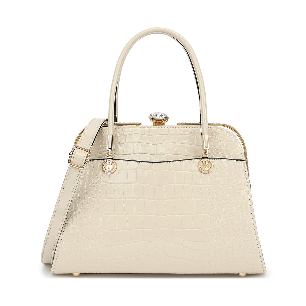 Croco Patent Leather Frame Satchel 3325