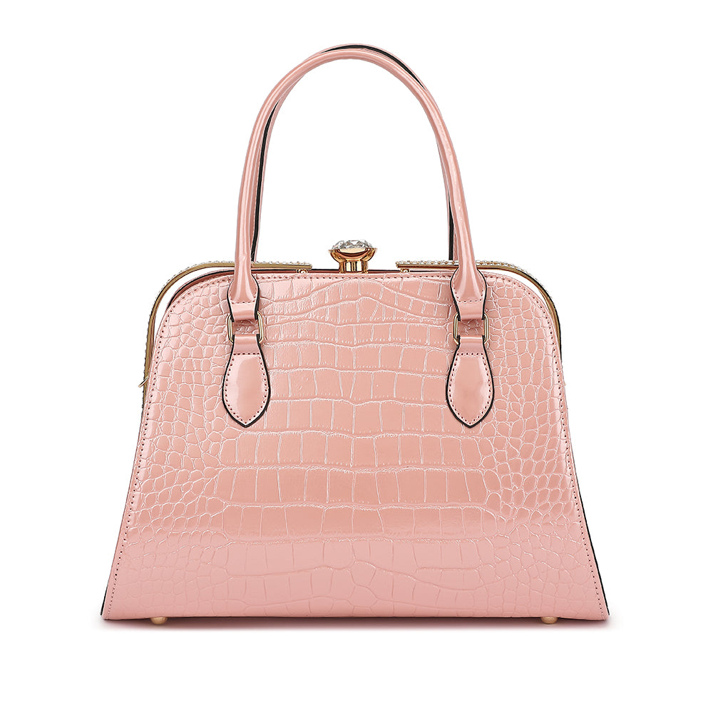 Croco Patent Leather Frame Satchel 3325