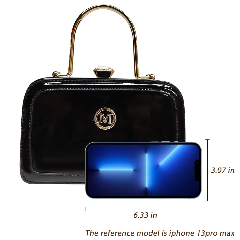 Patent Kiss Lock Satchel Crossbody