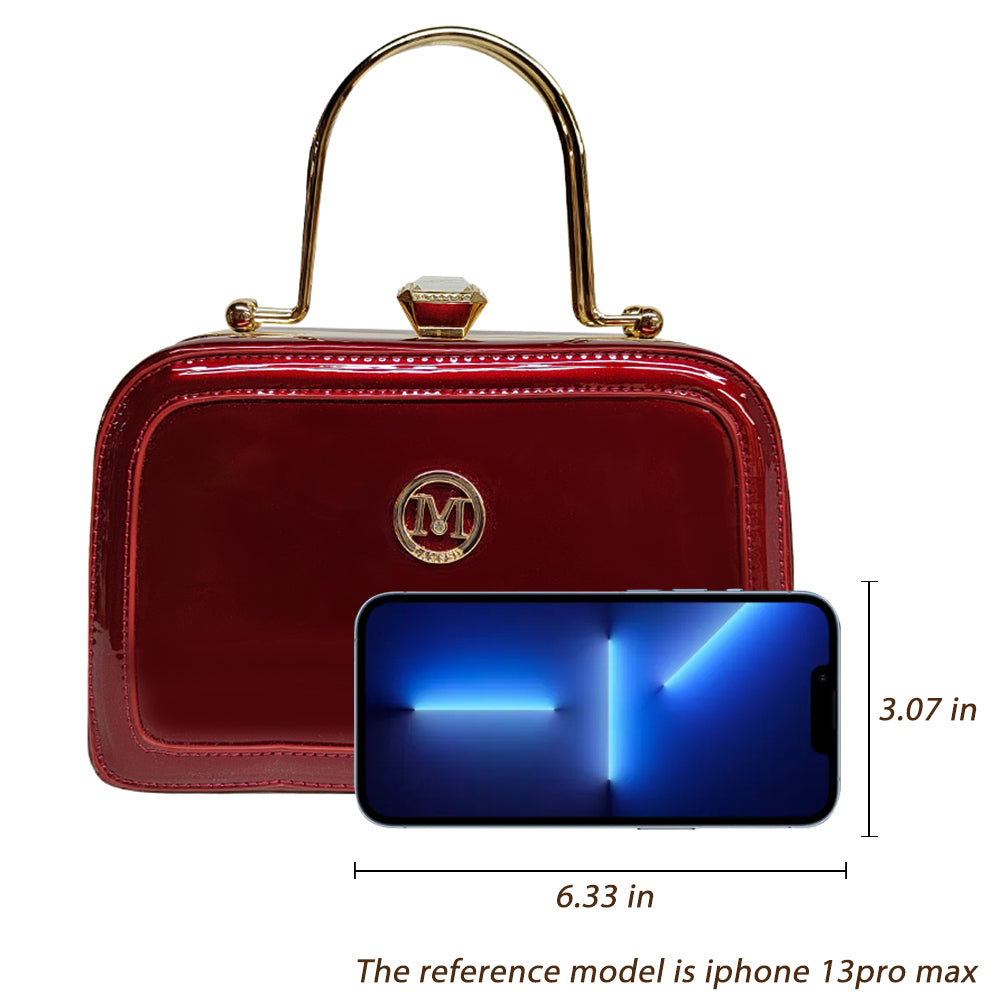 Patent Kiss Lock Satchel Crossbody