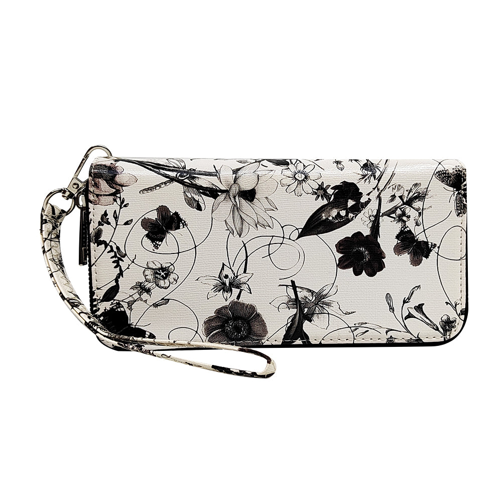 Double Zip Around Wallet with Wristlet Strap 078