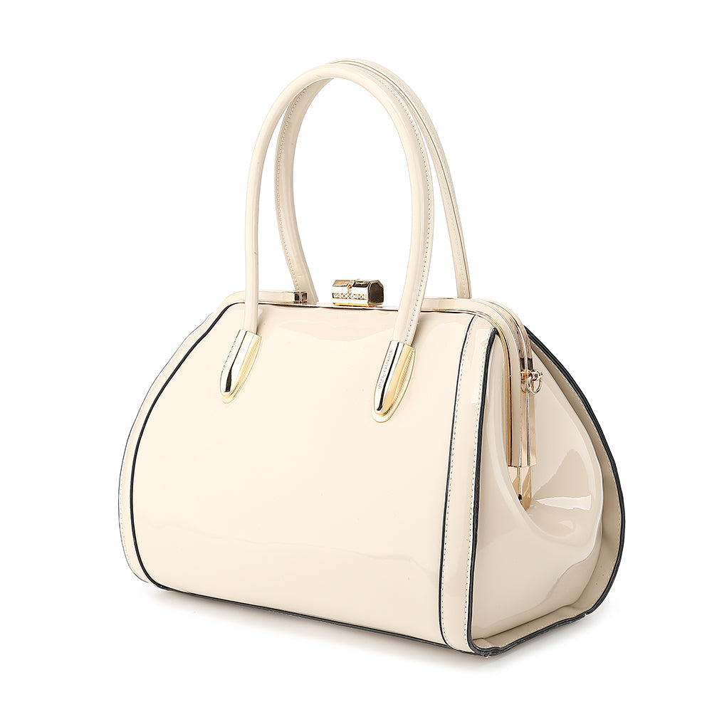 Patent Leather Double Handle Frame Satchel