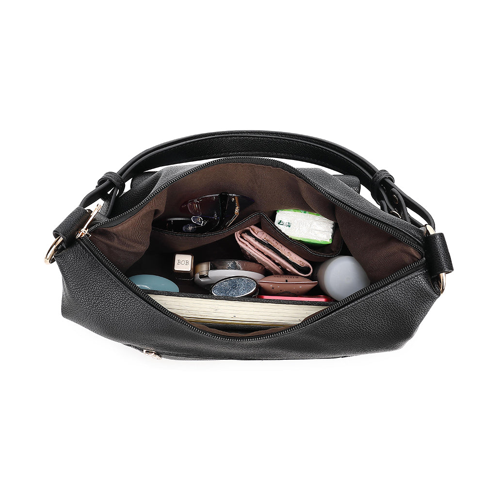 Double Top Zip Front Pocket Toggle Hardware Hobo