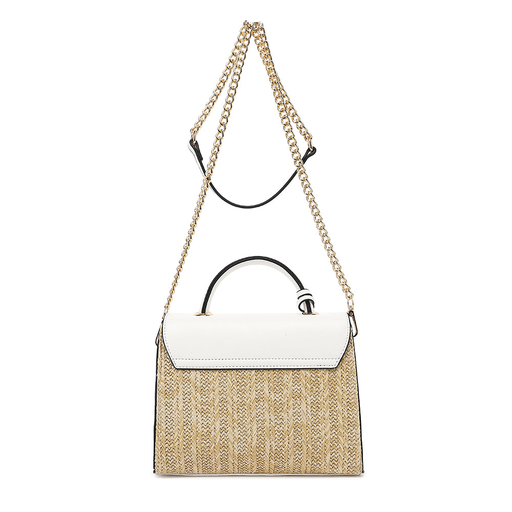 Straw Top Handle Flap Crossbody with Tassels