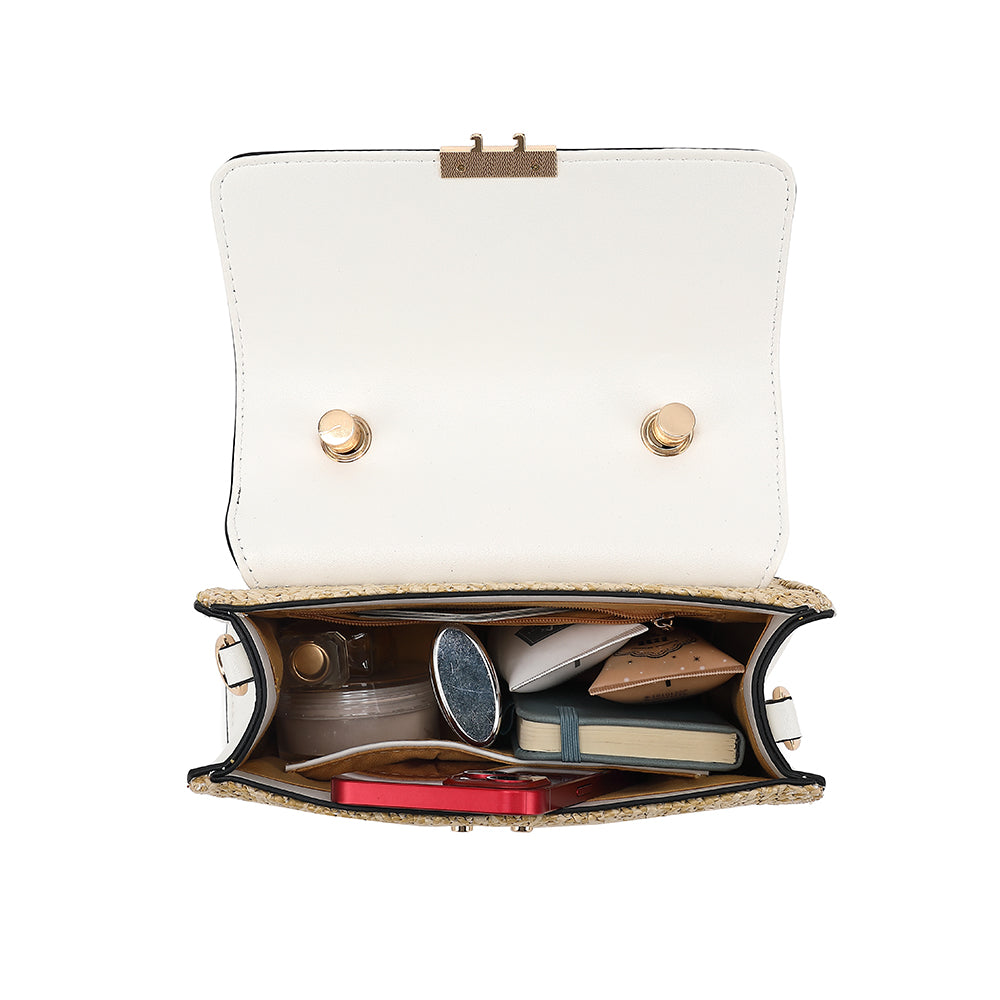 Straw Top Handle Flap Crossbody with Tassels