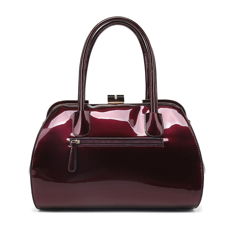 Patent Leather Double Handle Frame Satchel 1691