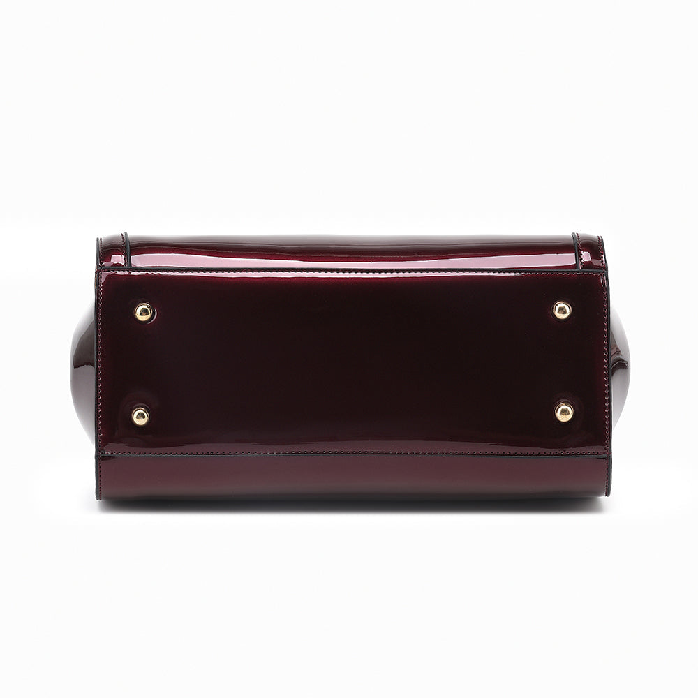 Patent Leather Double Handle Frame Satchel 1691