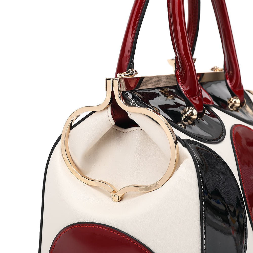 2 in 1 Polka Dot Patent Frame Satchel with Wallet