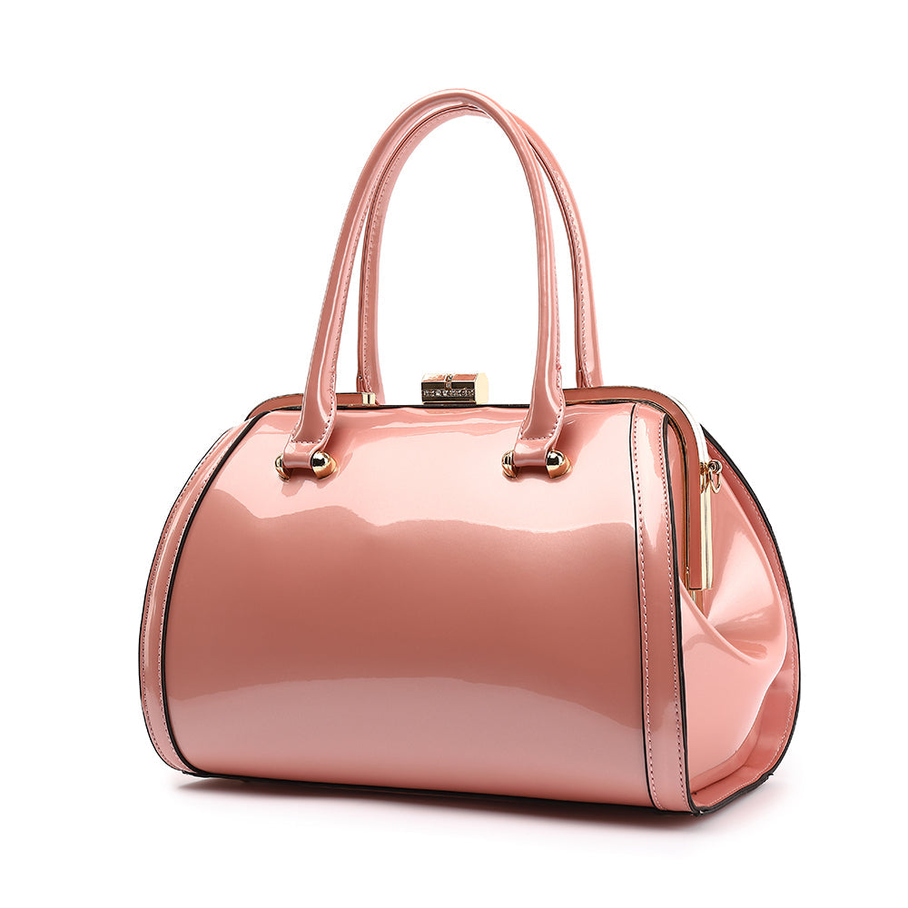 Patent Leather Double Handle Frame Satchel 1691