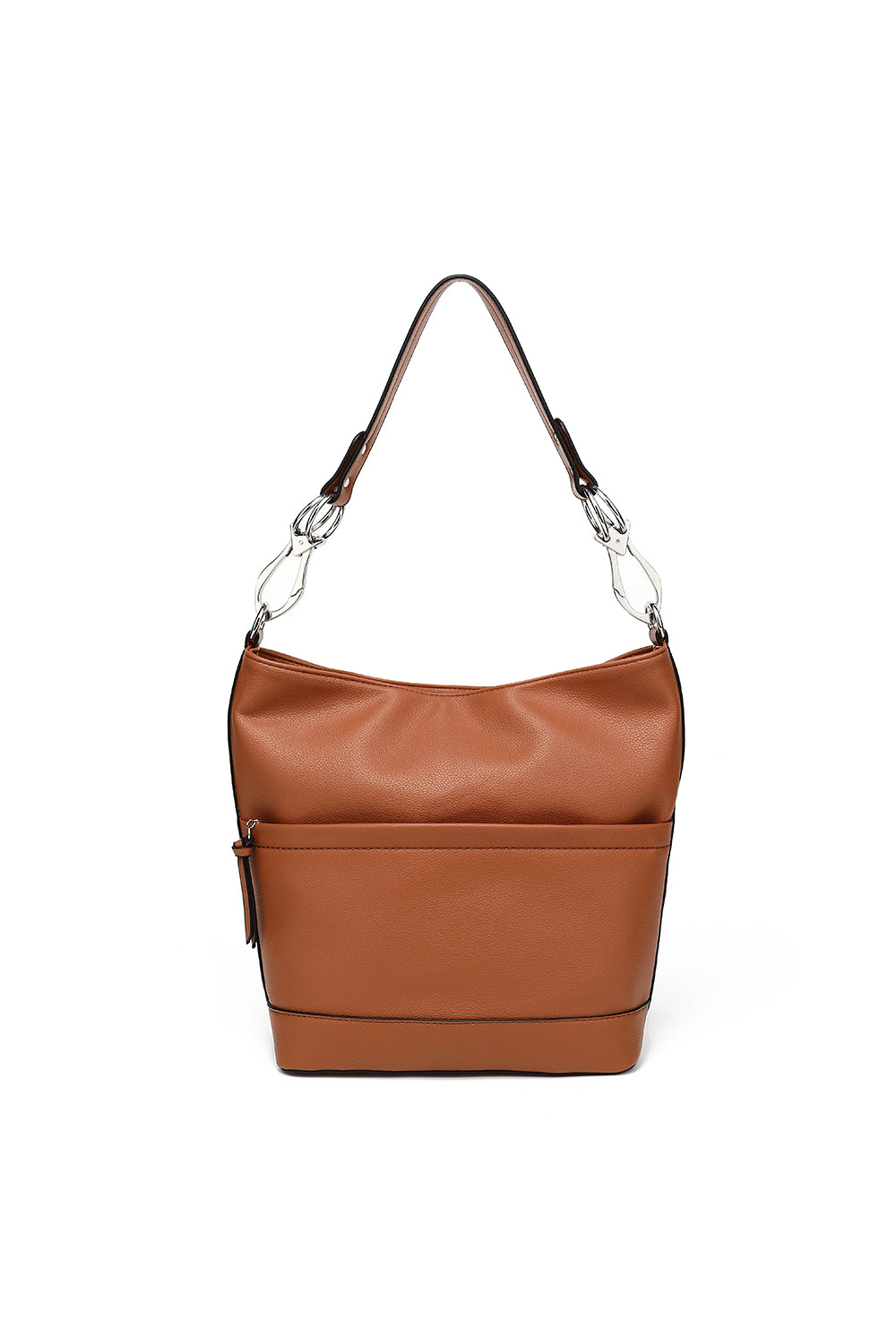 Slouchy hobo with front zip pocket and claw hw